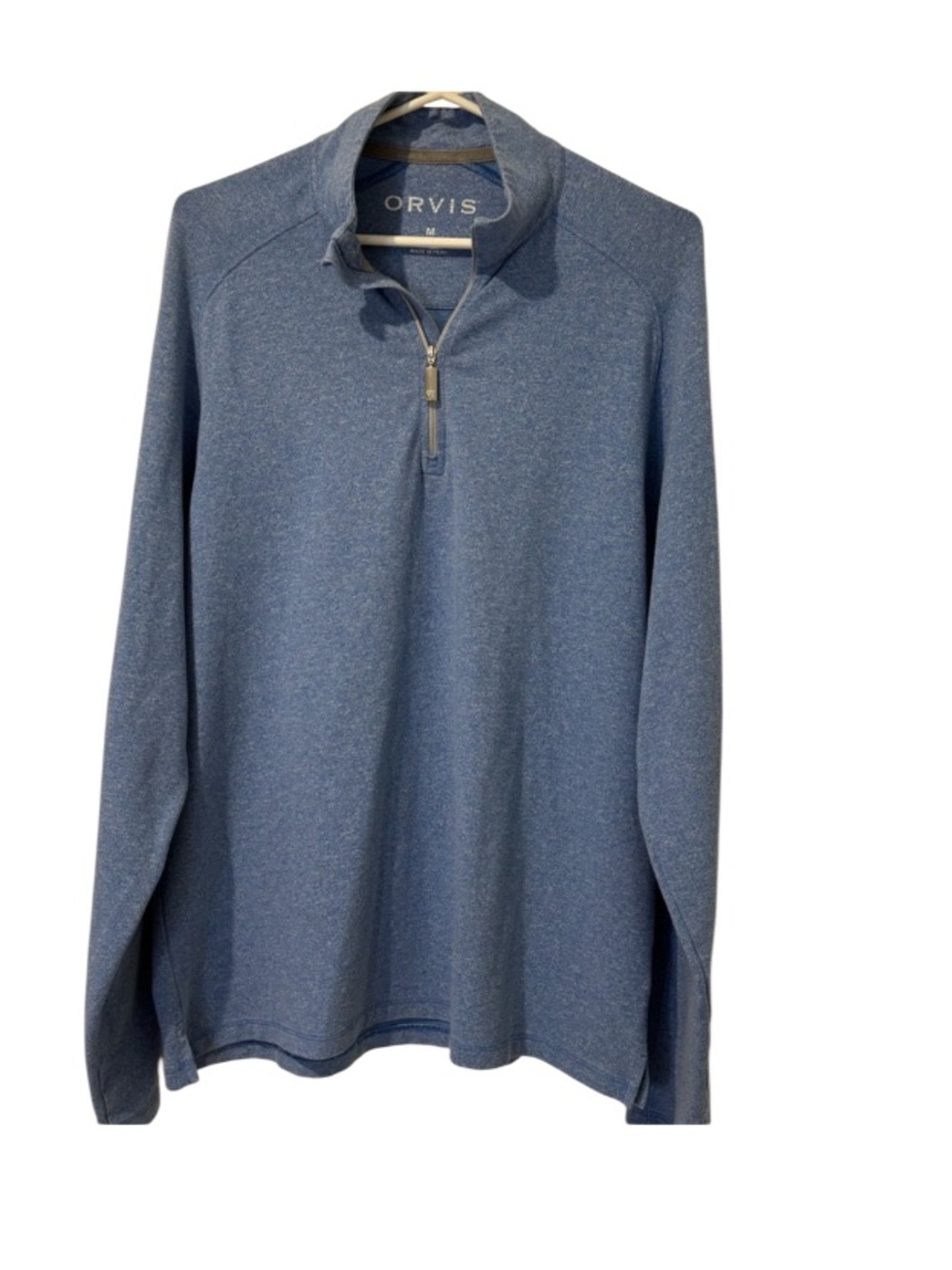 Orvis Pima Peruvian Cotton Blue Zip-Up Sweater